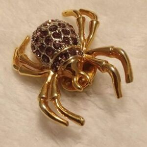 Vintage 80s Brooch Lot, Kirks Folly Bears Brooch, Spider Brooch, & Bar Brooch